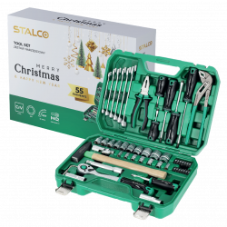 Súprava multifunkčného náradia 1/2" + 1/4" - 55-dielna - račňa 90T (darčekové balenie)