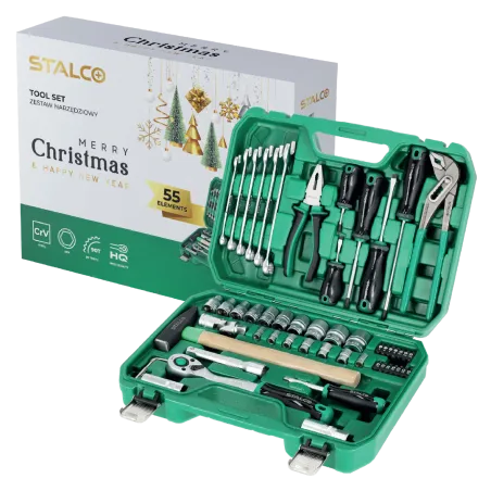 Súprava multifunkčného náradia 1/2" + 1/4" - 55-dielna - račňa 90T (darčekové balenie)