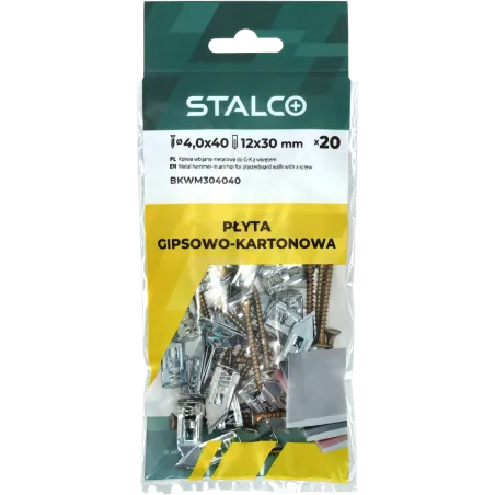 Kotwa wbijana metalowa do ścian G-K z wkrętem 4x40 mm bag (20) 1/12/72 STALCO BKWM304040 - 4 x 40 mm