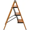 Skladací rebrík drevodekor - 3-stupňový, bez rukoväte