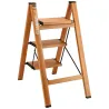 Skladací rebrík drevodekor - 3-stupňový, bez rukoväte