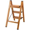Skladací rebrík drevodekor - 3-stupňový, bez rukoväte