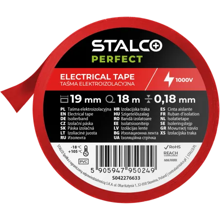 Páska izolačná PVC 0,18 mm - červená - 19 mm x 18 m