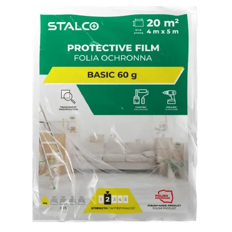 Fólia ochranná BASIC - 4 x 5 m - 60 g - transparentná