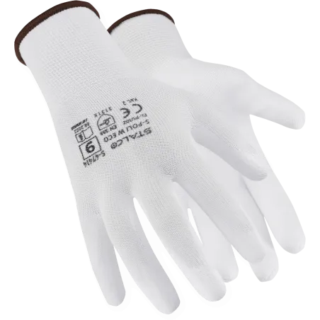 Rukavice polyesterové - S-POLI W ECO - biele - veľ. 11/XXL