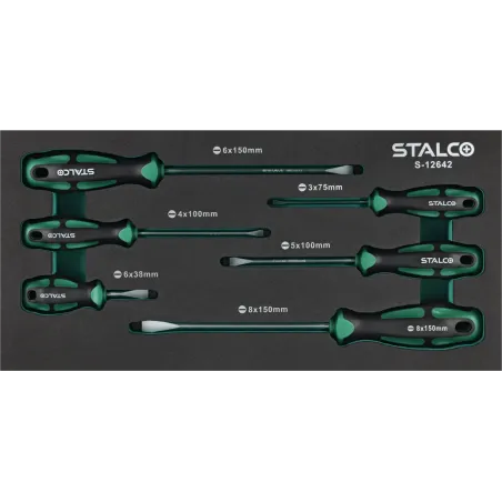 Súprava skrutkovačov plochých - CrV - 6 dielov (EVA vložka)