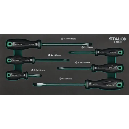 Súprava skrutkovačov plochých - S2 oceľ - 6 dielov (EVA vložka)