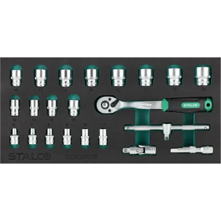Súprava nástrčných kľúčov 3/8" - 22 dielov - 72T (EVA vložka)