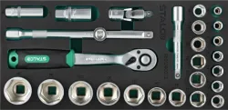Súprava nástrčných kľúčov 1/2" - 27 dielov - 72T (EVA vložka)