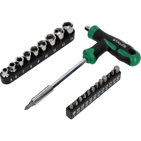 Skrutkovač typu T s bitmi a hlavicami - 23 dielov