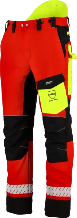 Nohavice odolné proti prerezaniu PILAR červené STALCO PERFECT veľkosť S (Trieda 1)