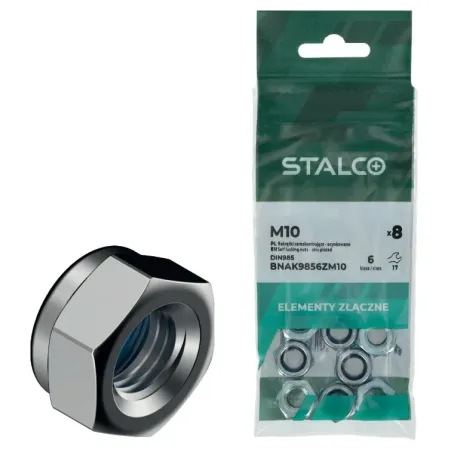 Matica poistná šesťhranná DIN985 M10 tvrdosť 6 ZN - blister (8 ks)