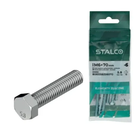 Skrutka metrická 6H DIN933 M6 x 70 mm 5.8 ZN - blister (6 ks)