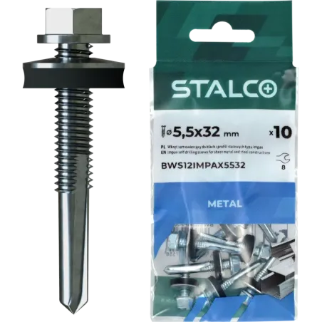 Skrutka TEX samovrtná do ocele 12 mm IMPAX (kľúč: 8) 5,5 x 32 mm blister (10 ks)