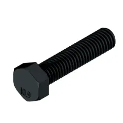 Skrutka metrická 6H DIN933 M10 x 50 mm tvrdosť 10.9 čierna (100 ks)