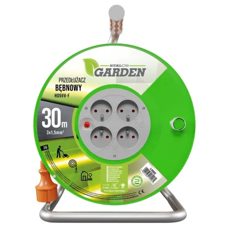 Predlžovací kábel na bubne STANDARD LINE 25 m, 4x2p+Z, 16A, 3680W, 3x1,5mm H05VV-F, Ekonomická verzia urcená na domáce použitie